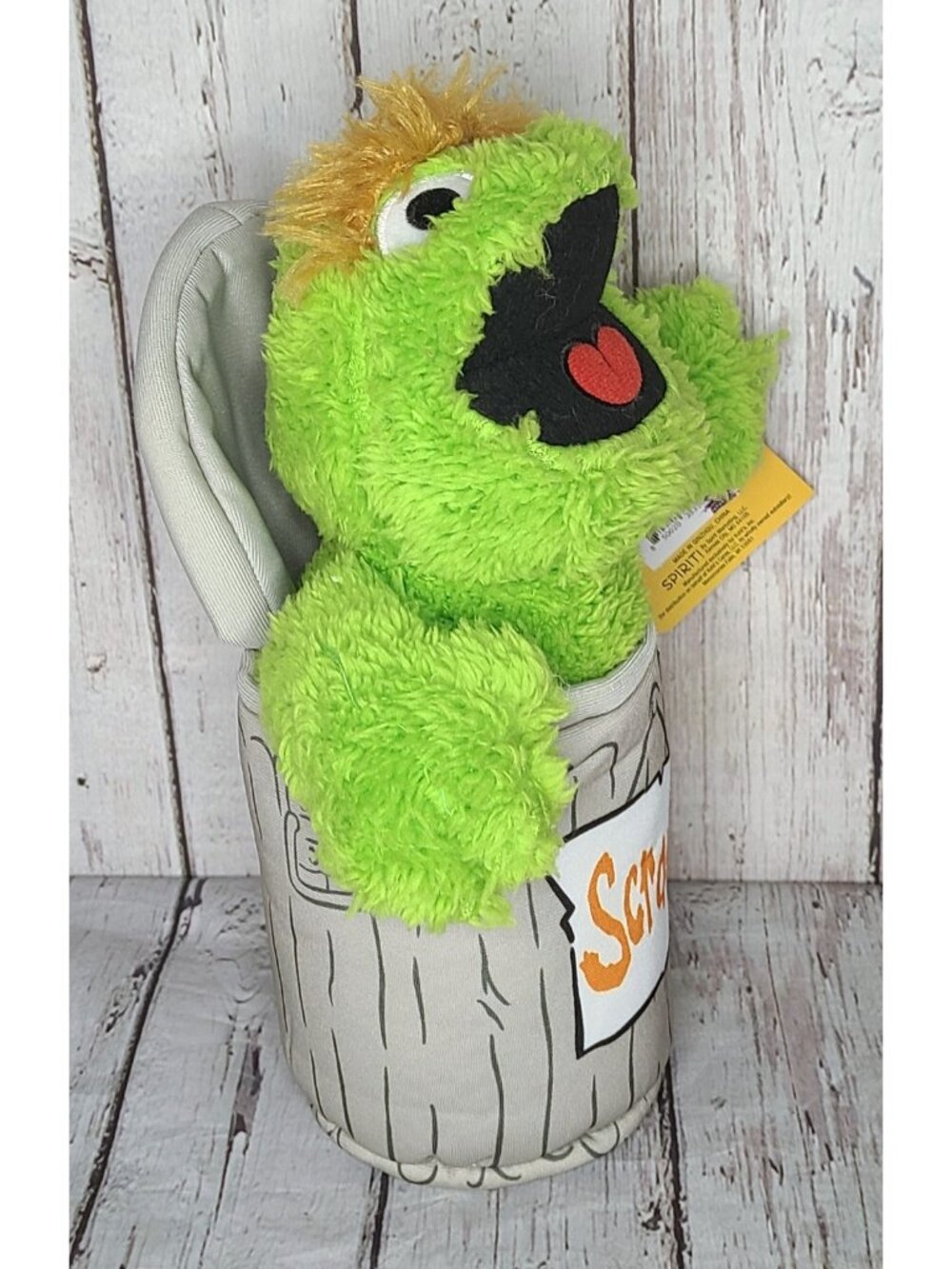 10" Kohl’s Cares Oscar the Grouch Plush w/ Trash Can “Scram!” Sesame Street Toy - Picture 2 of 4